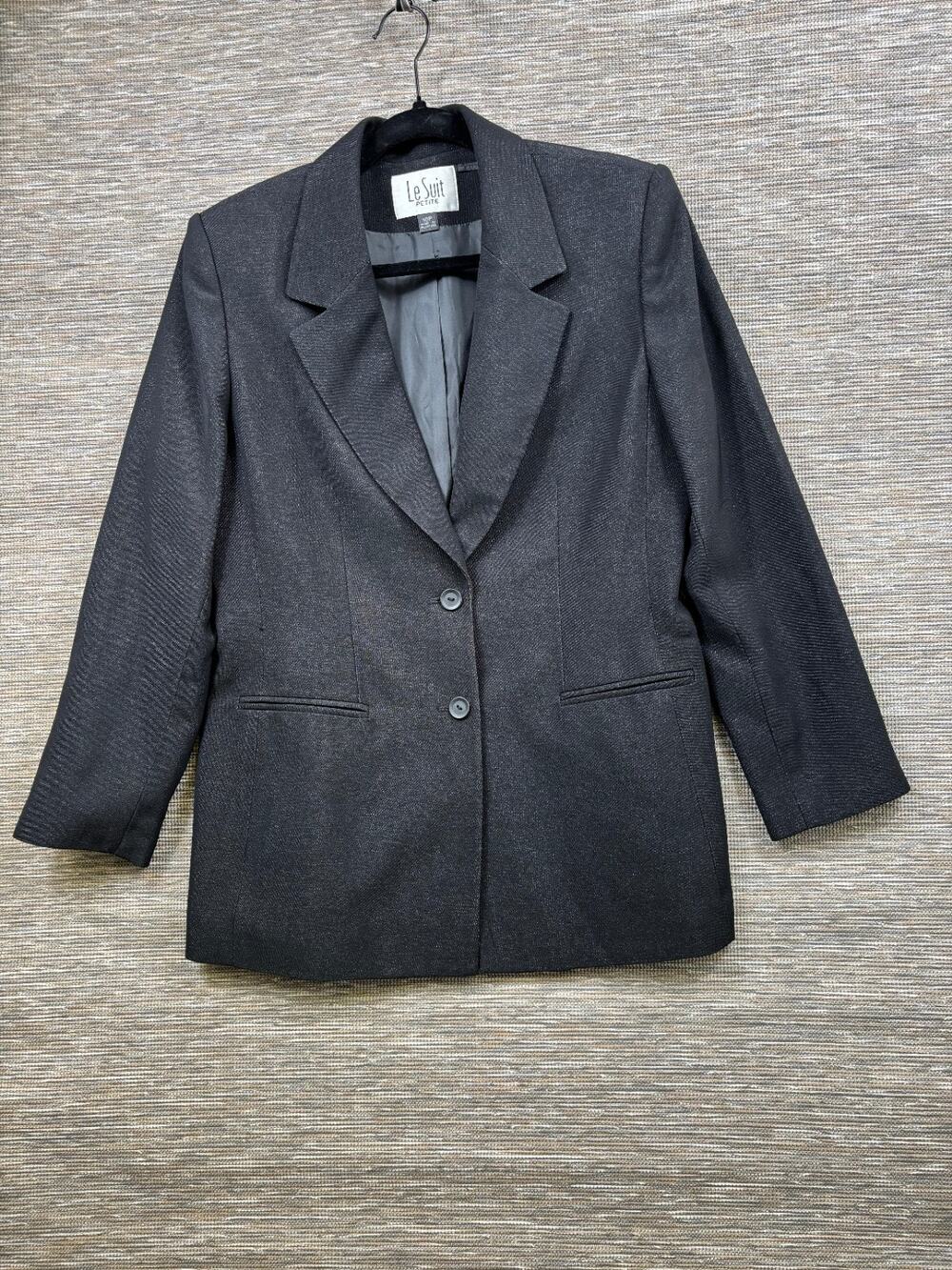 Le Suit Blazer Suit Jacket Womens Size 10P Black Two Buttons Casual Career